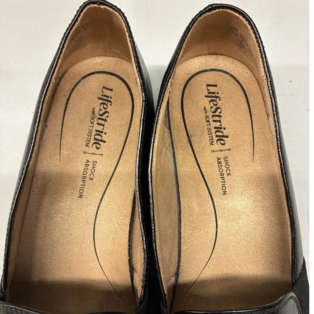 LifeStride Isabelle Wedge Loafers Slip On Shoes Womens 11M Black Comfort Office